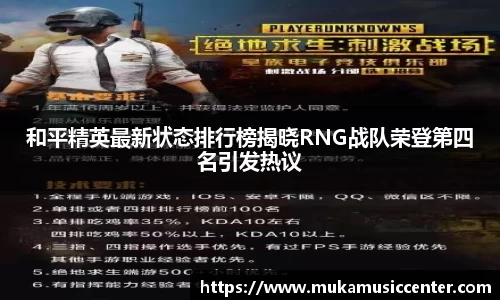 和平精英最新状态排行榜揭晓RNG战队荣登第四名引发热议